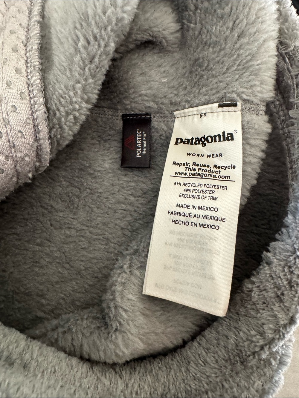 Patagonia Fleece Jacket - Light Gray with Cream Trim - Picture 6 of 7